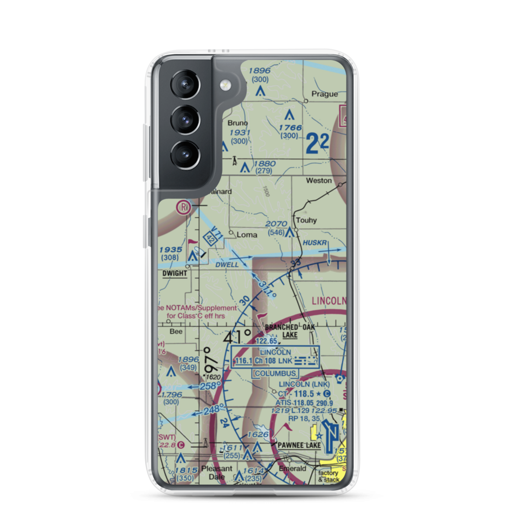 Benes Service Airport (02NE) VFR Sectional Samsung Case Samsung Galaxy S21 model shown