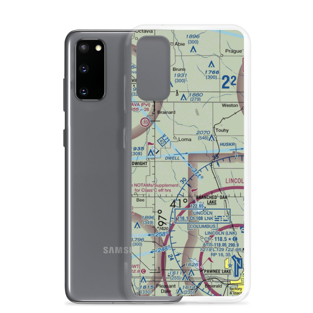 Benes Service Airport (02NE) VFR Sectional Samsung Case Samsung Galaxy S20 model shown