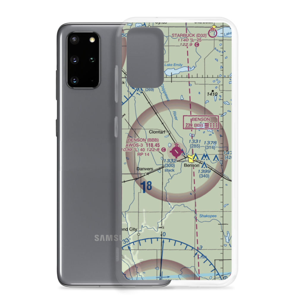 Benson Municipal Airport (BBB) VFR Sectional Samsung Case Samsung Galaxy S20 Plus model shown