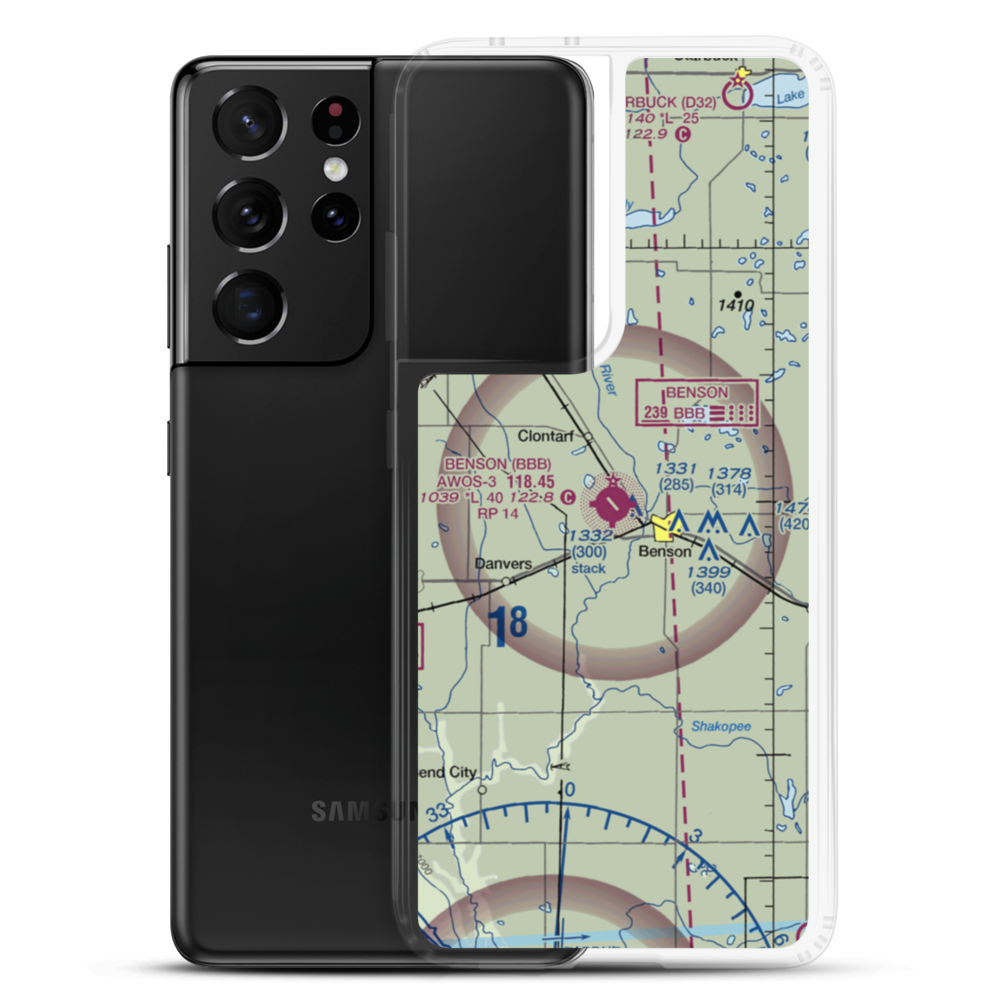 Benson Municipal Airport (BBB) VFR Sectional Samsung Case Samsung Galaxy S21 Ultra model shown