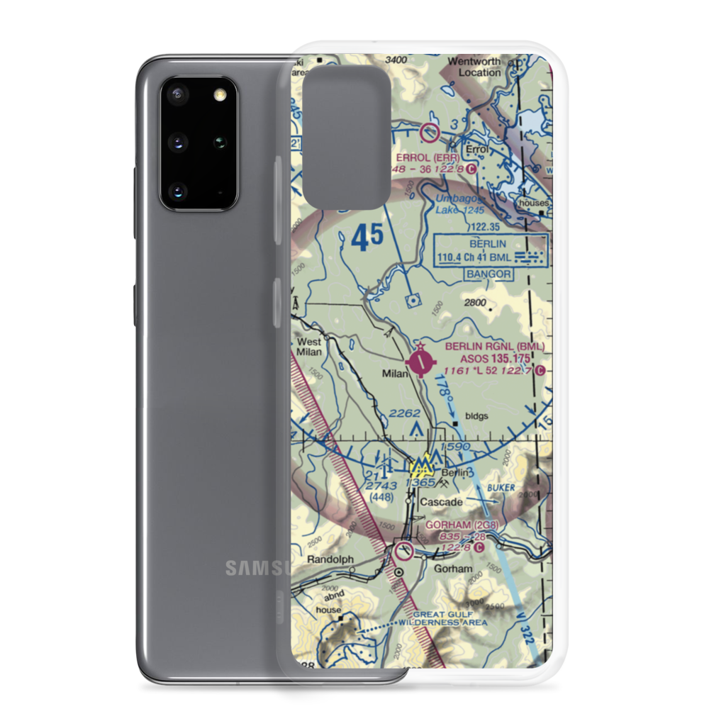 Berlin Regional Airport (BML) VFR Sectional Samsung Case Samsung Galaxy S20 Plus model shown