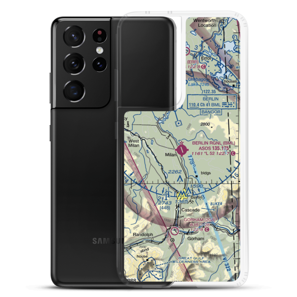 Berlin Regional Airport (BML) VFR Sectional Samsung Case Samsung Galaxy S21 Ultra model shown