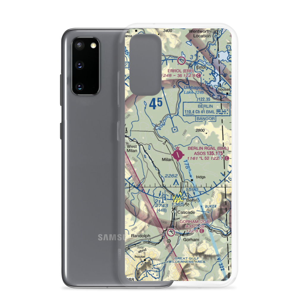 Berlin Regional Airport (BML) VFR Sectional Samsung Case Samsung Galaxy S20 model shown