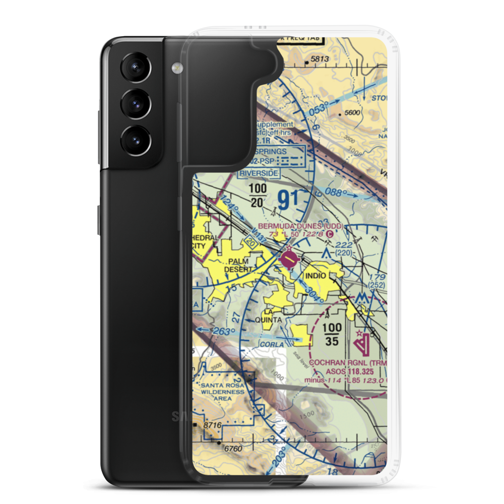 Bermuda Dunes Airport (UDD) VFR Sectional Samsung Case Samsung Galaxy S21 Plus model shown