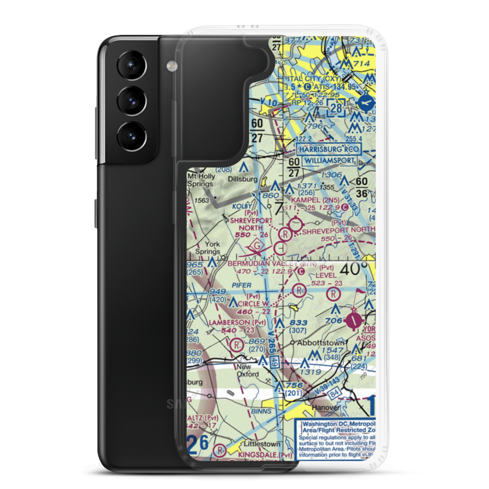 Bermudian Valley Airpark (07N) VFR Sectional Samsung Case Samsung Galaxy S21 Plus model shown