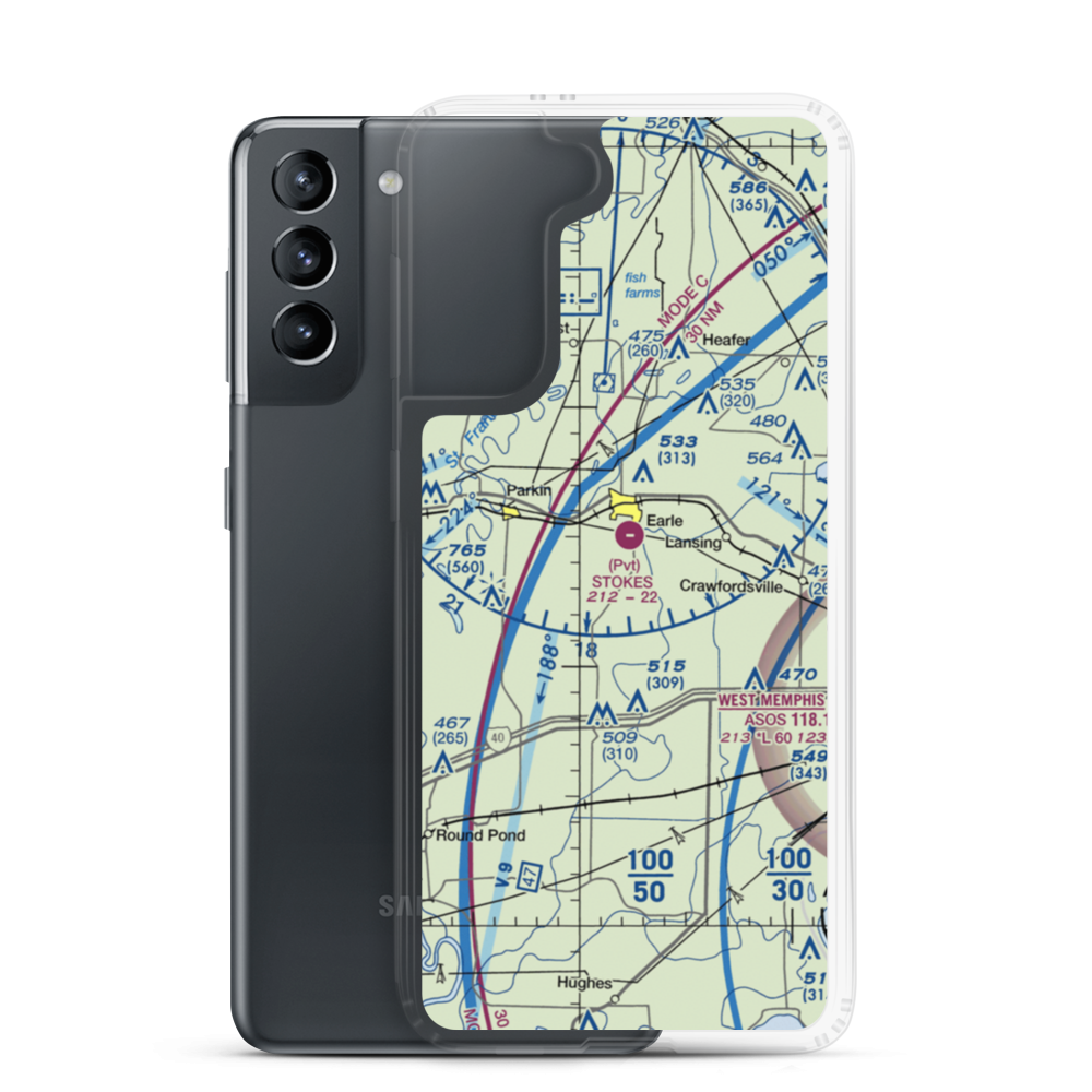 Bernard Manor Airport (65AR) VFR Sectional Samsung Case Samsung Galaxy S21 model shown