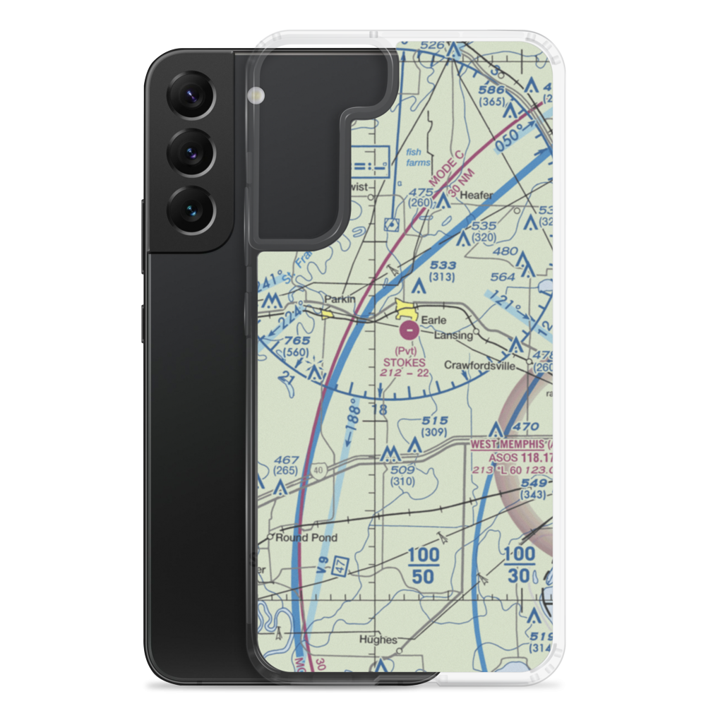 Bernard Manor Airport (65AR) VFR Sectional Samsung Case Samsung Galaxy S22 Plus model shown
