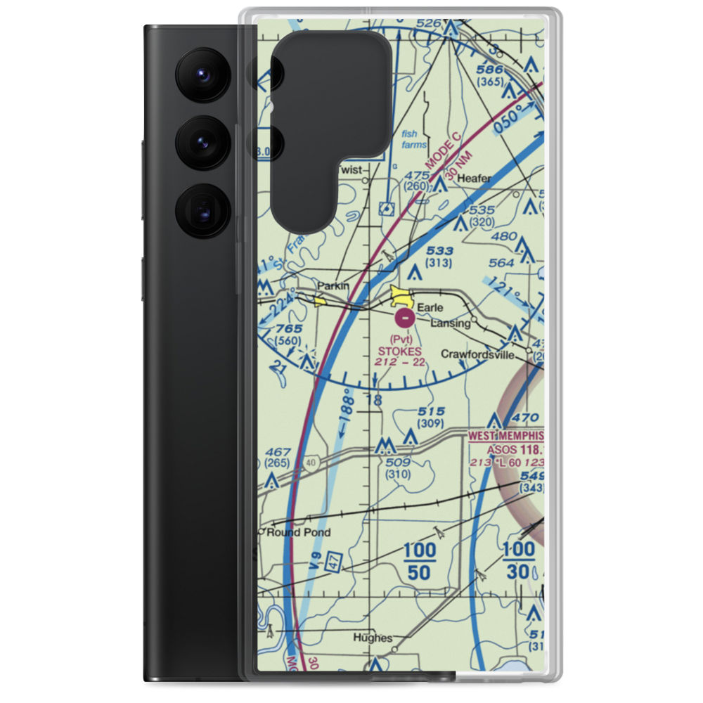 Bernard Manor Airport (65AR) VFR Sectional Samsung Case Samsung Galaxy S22 Ultra model shown