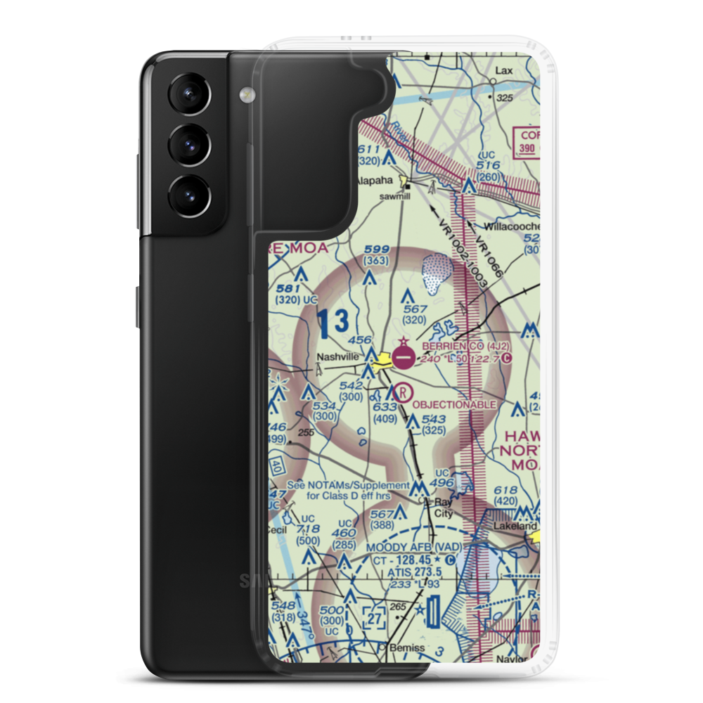 Berrien County Airport (4J2) VFR Sectional Samsung Case Samsung Galaxy S21 Plus model shown