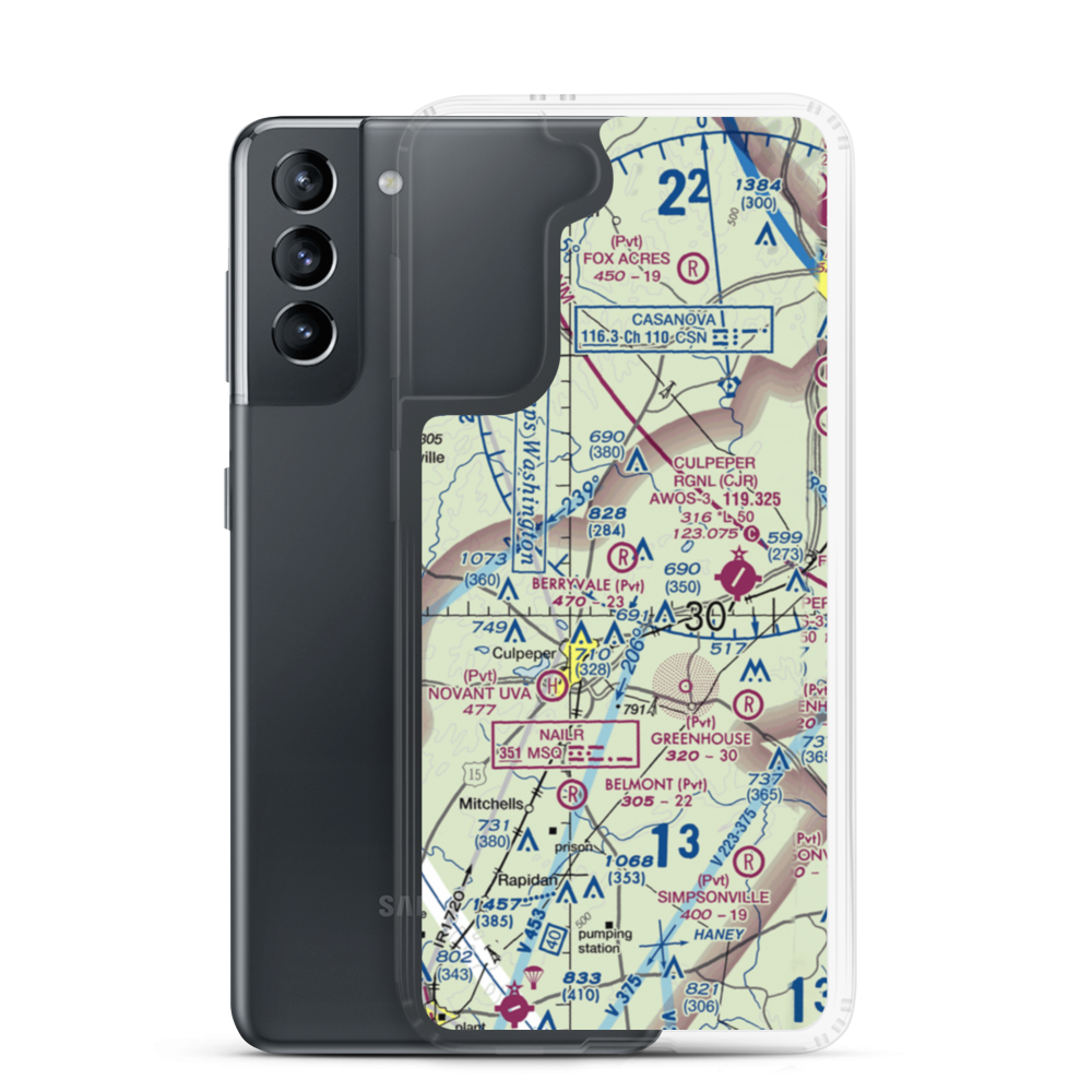 Berryvale Airport (VA30) VFR Sectional Samsung Case Samsung Galaxy S21 model shown