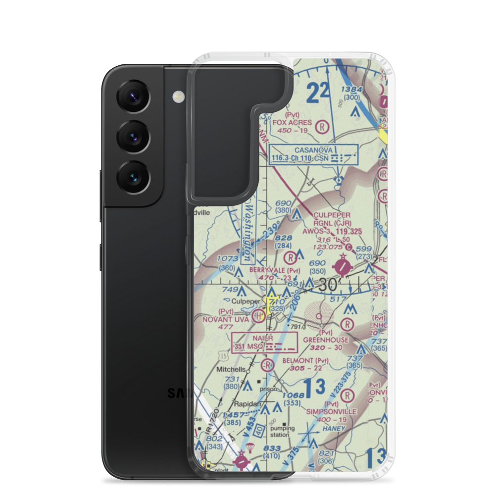 Berryvale Airport (VA30) VFR Sectional Samsung Case Samsung Galaxy S22 model shown
