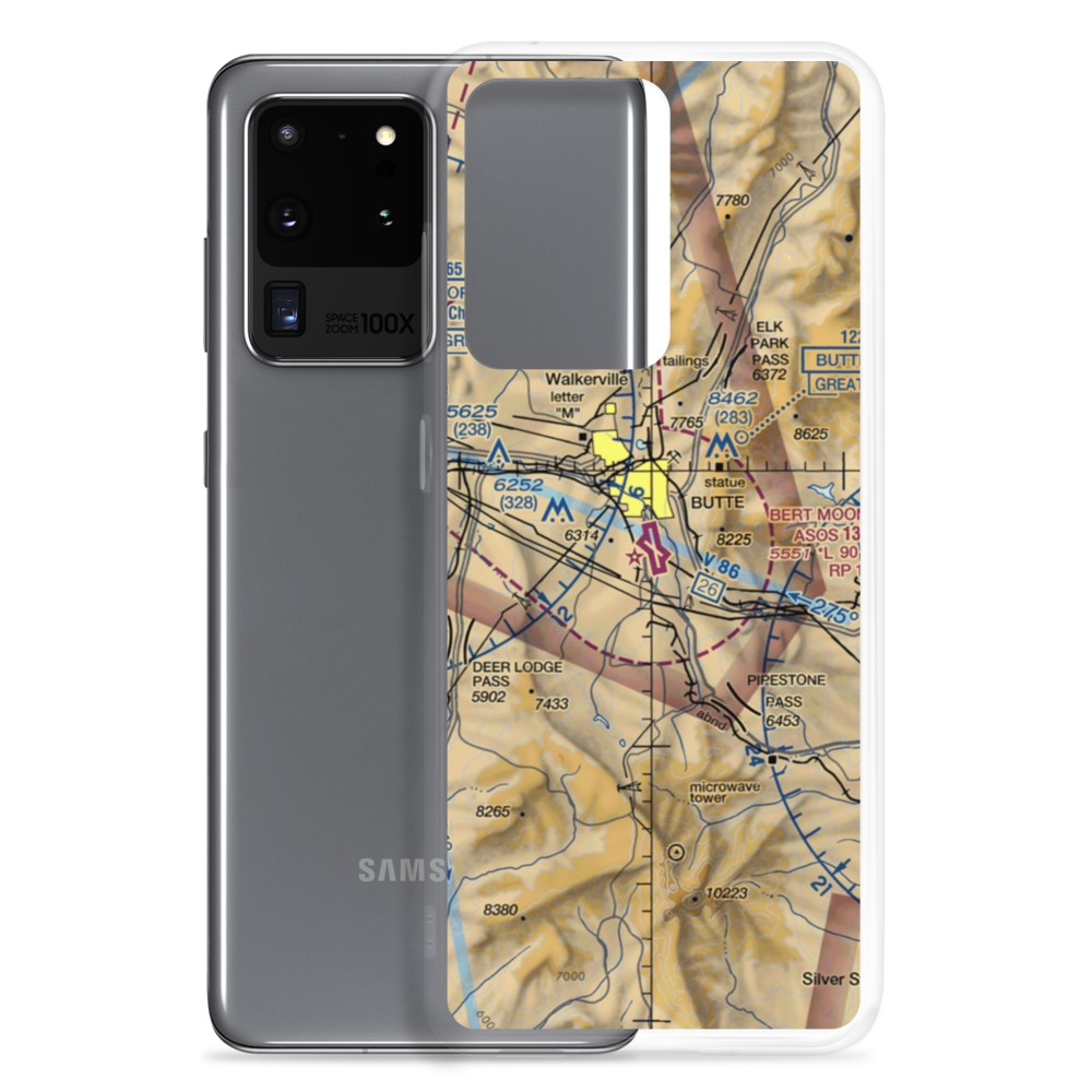 Bert Mooney Airport (BTM) VFR Sectional Samsung Case Samsung Galaxy S20 Ultra model shown