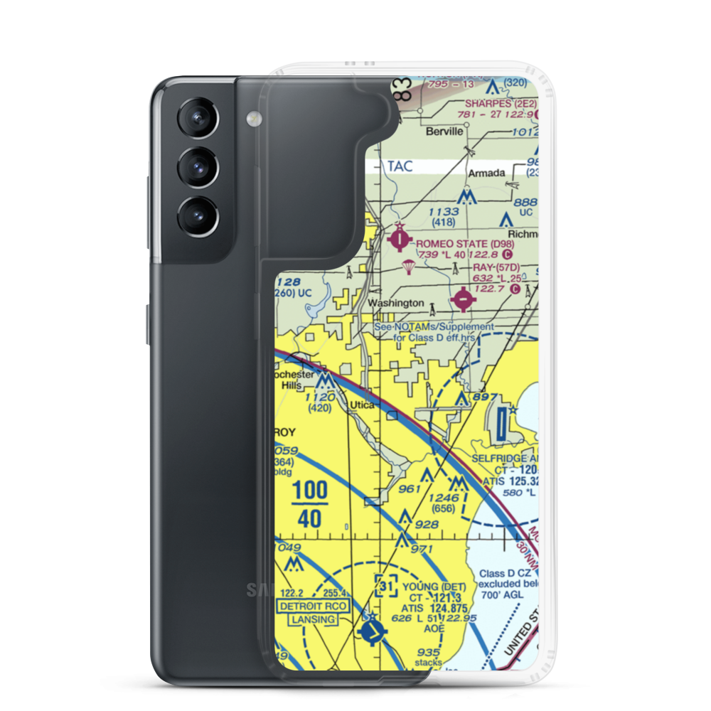 Berz-Macomb Airport (UIZ) VFR Sectional Samsung Case Samsung Galaxy S21 model shown