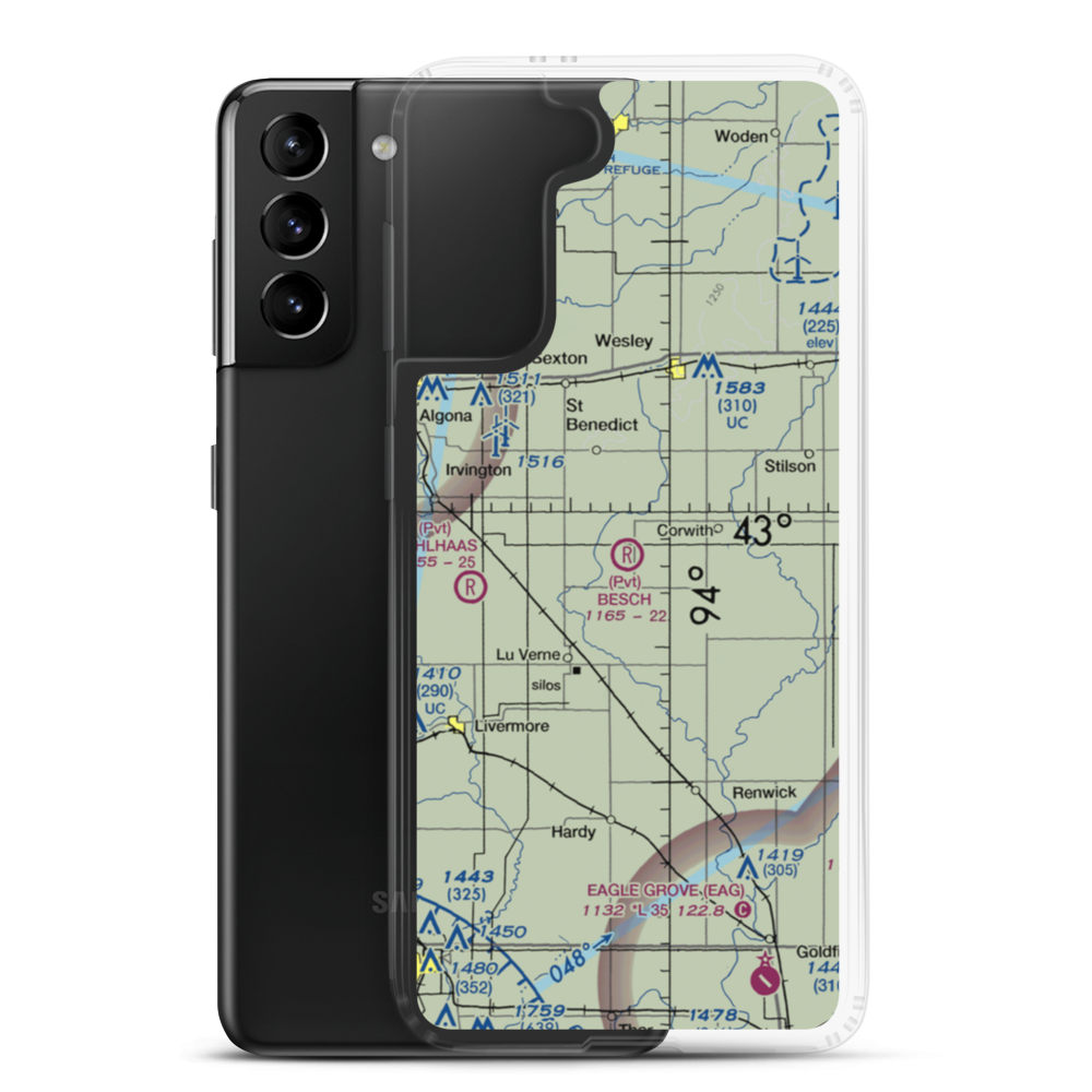 Besch Airport (IA18) VFR Sectional Samsung Case Samsung Galaxy S21 Plus model shown