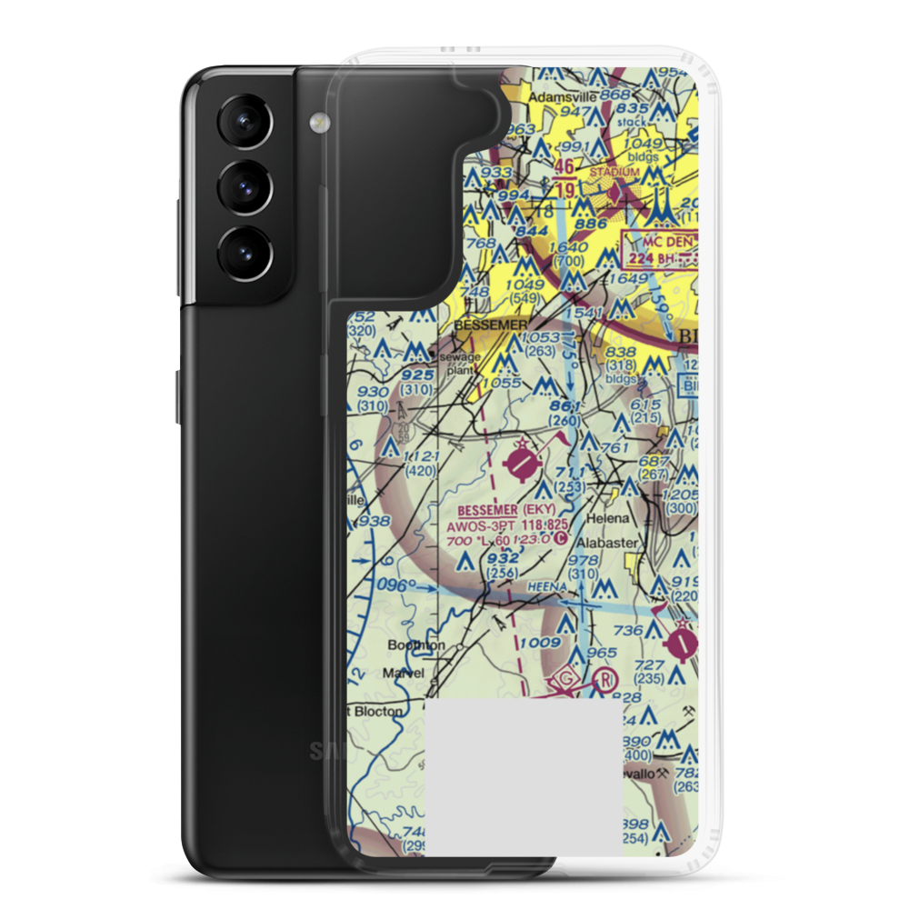 Bessemer Airport (EKY) VFR Sectional Samsung Case Samsung Galaxy S21 Plus model shown