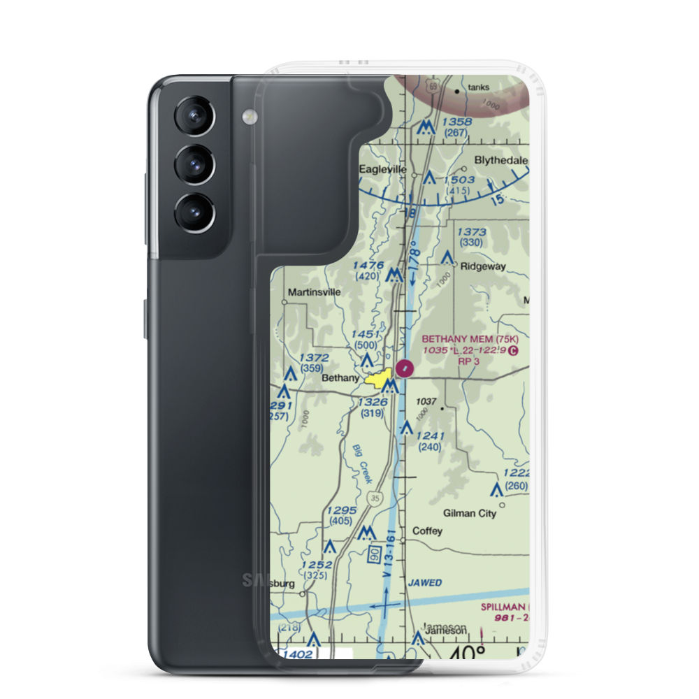 Bethany Memorial Airport (75K) VFR Sectional Samsung Case Samsung Galaxy S21 model shown
