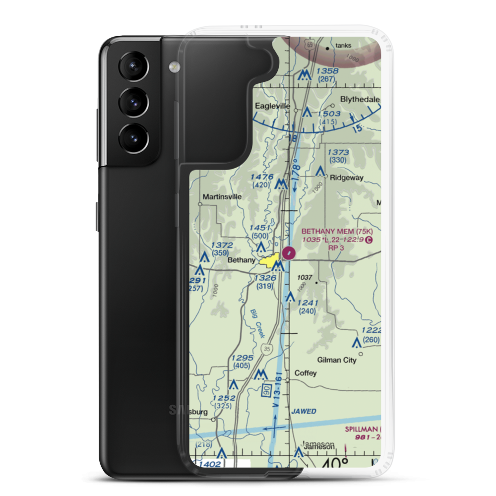 Bethany Memorial Airport (75K) VFR Sectional Samsung Case Samsung Galaxy S21 Plus model shown