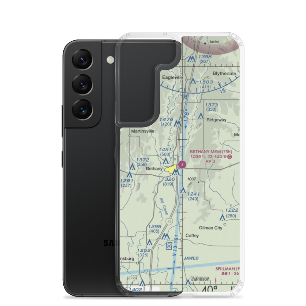 Bethany Memorial Airport (75K) VFR Sectional Samsung Case Samsung Galaxy S22 model shown