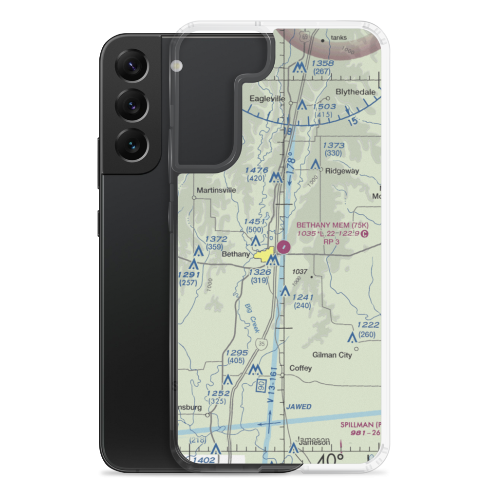 Bethany Memorial Airport (75K) VFR Sectional Samsung Case Samsung Galaxy S22 Plus model shown
