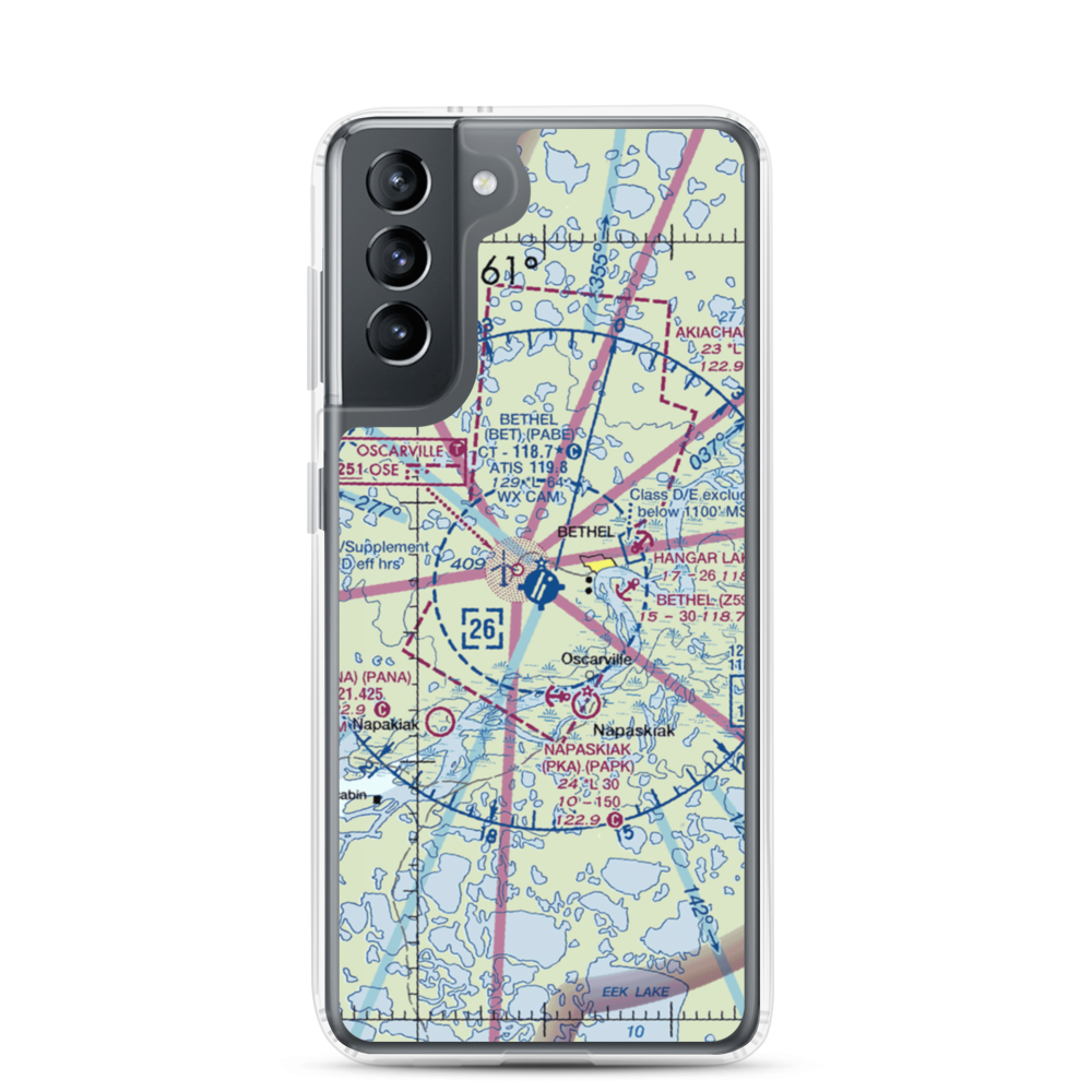 Bethel Airport (BET) VFR Sectional Samsung Case Samsung Galaxy S21 model shown