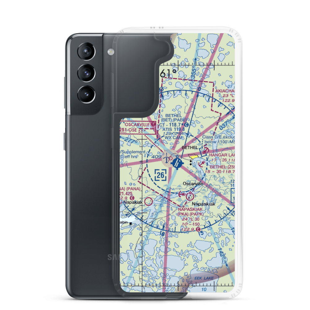 Bethel Airport (BET) VFR Sectional Samsung Case Samsung Galaxy S21 model shown