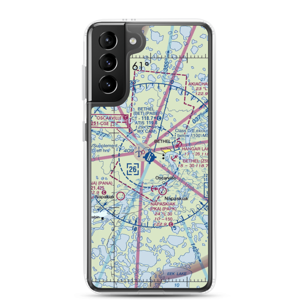 Bethel Airport (BET) VFR Sectional Samsung Case Samsung Galaxy S21 Plus model shown