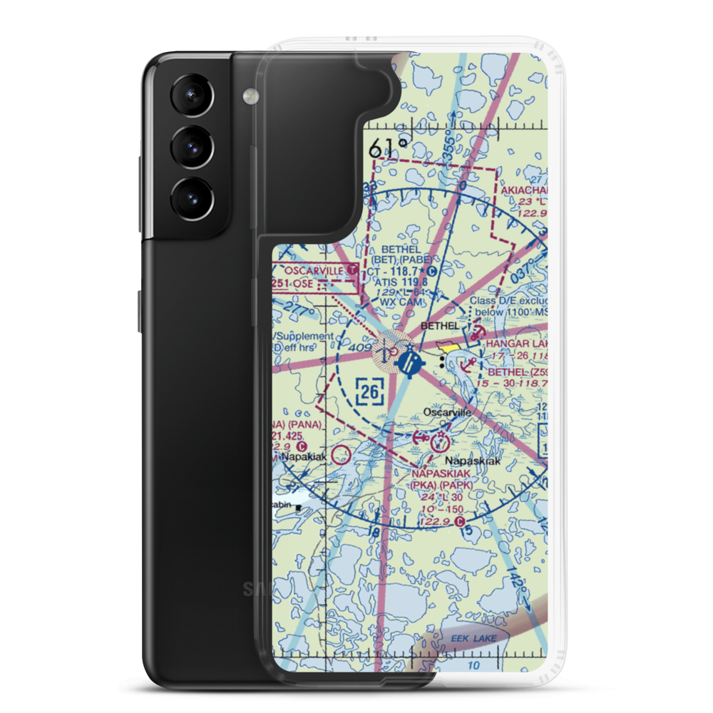 Bethel Airport (BET) VFR Sectional Samsung Case Samsung Galaxy S21 Plus model shown