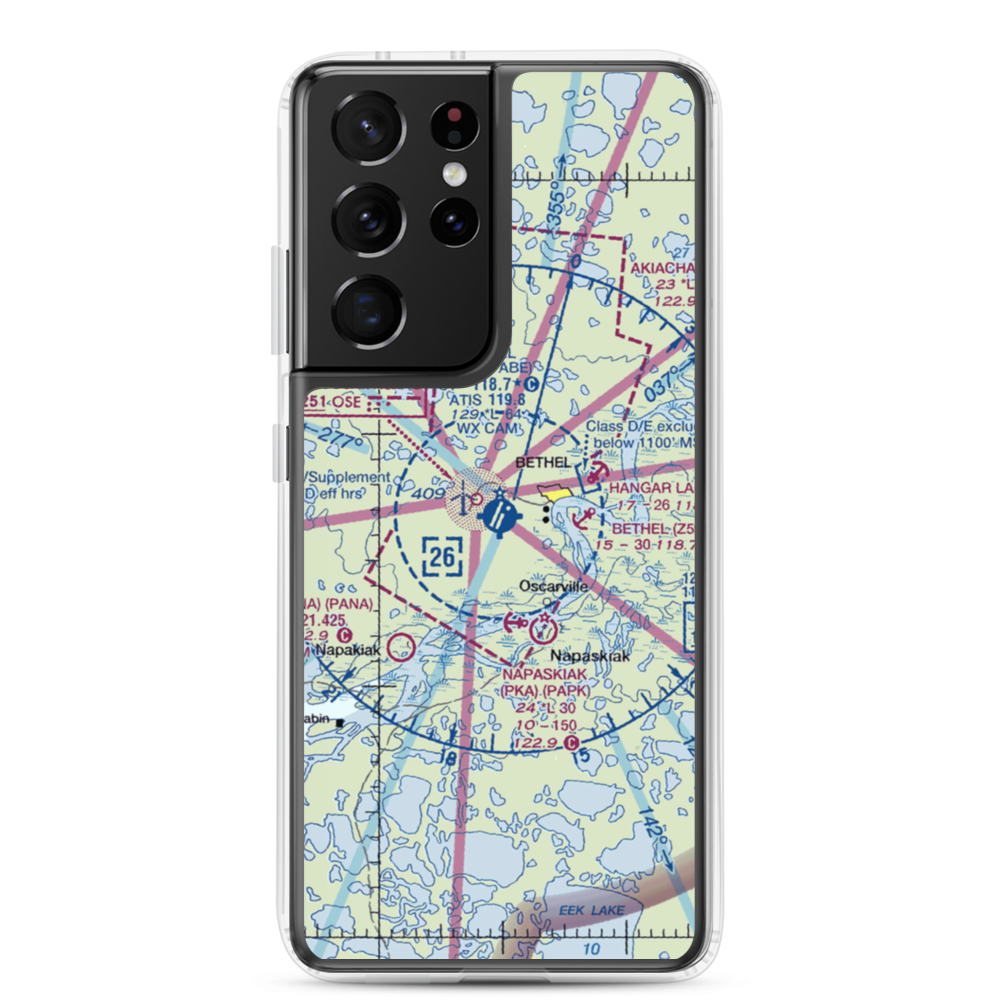 Bethel Airport (BET) VFR Sectional Samsung Case Samsung Galaxy S21 Ultra model shown