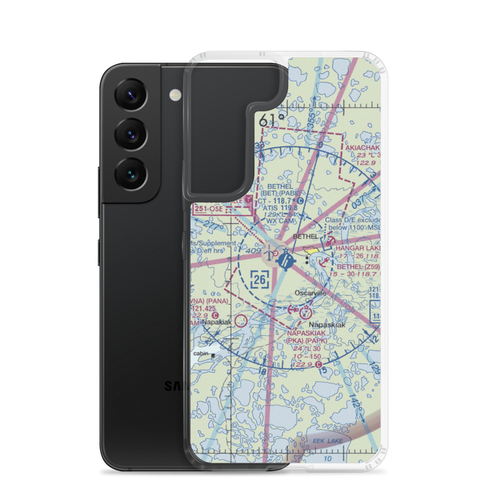 Bethel Airport (BET) VFR Sectional Samsung Case Samsung Galaxy S22 model shown
