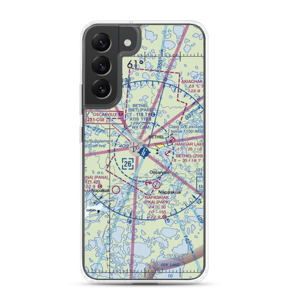 Bethel Airport (BET) VFR Sectional Samsung Case Samsung Galaxy S22 Plus model shown