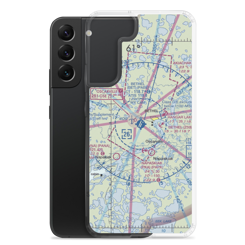 Bethel Airport (BET) VFR Sectional Samsung Case Samsung Galaxy S22 Plus model shown