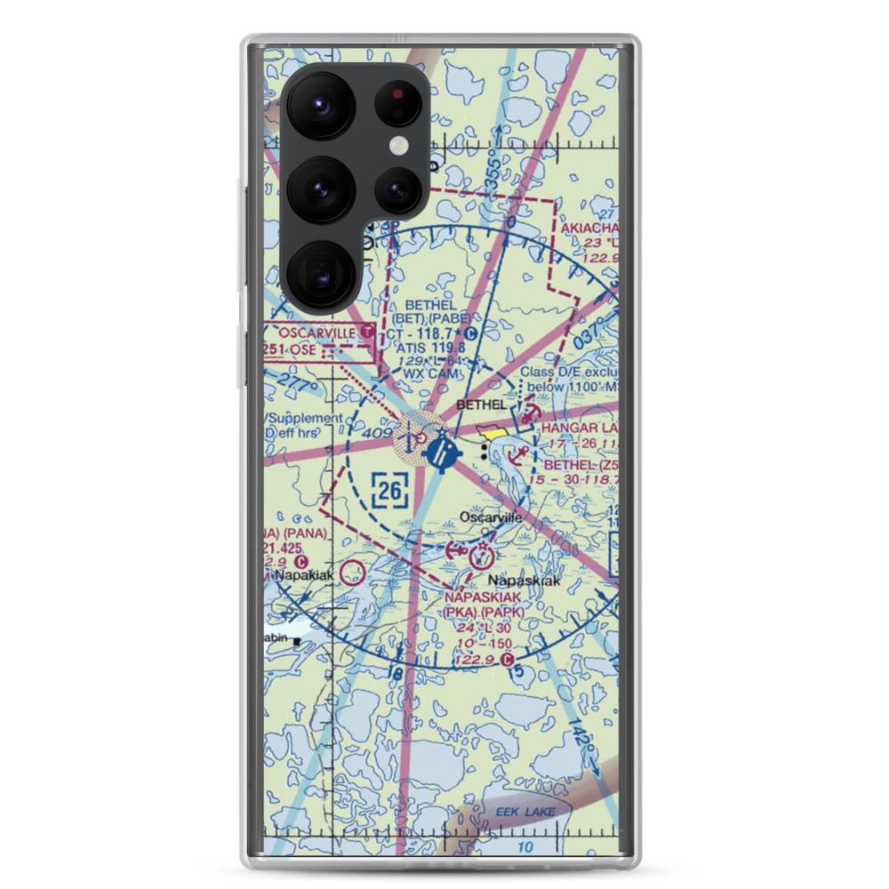 Bethel Airport (BET) VFR Sectional Samsung Case Samsung Galaxy S22 Ultra model shown