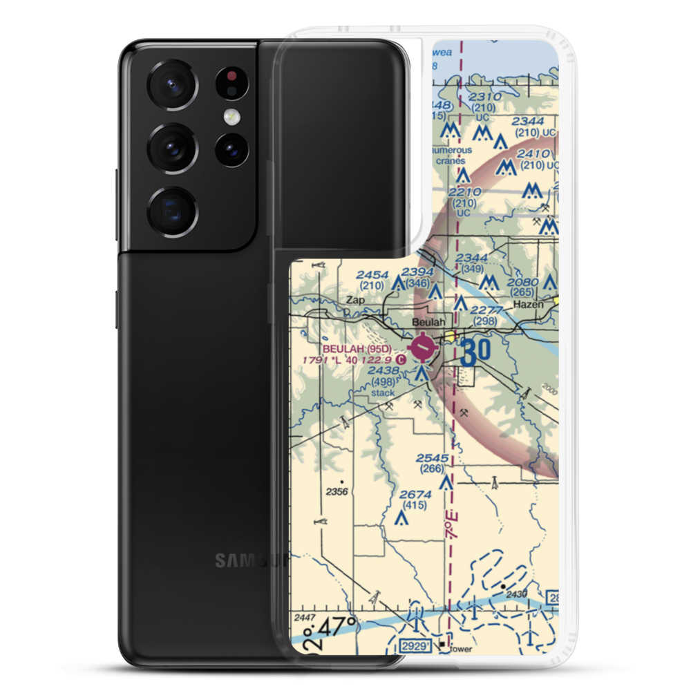 Beulah Airport (95D) VFR Sectional Samsung Case Samsung Galaxy S21 Ultra model shown