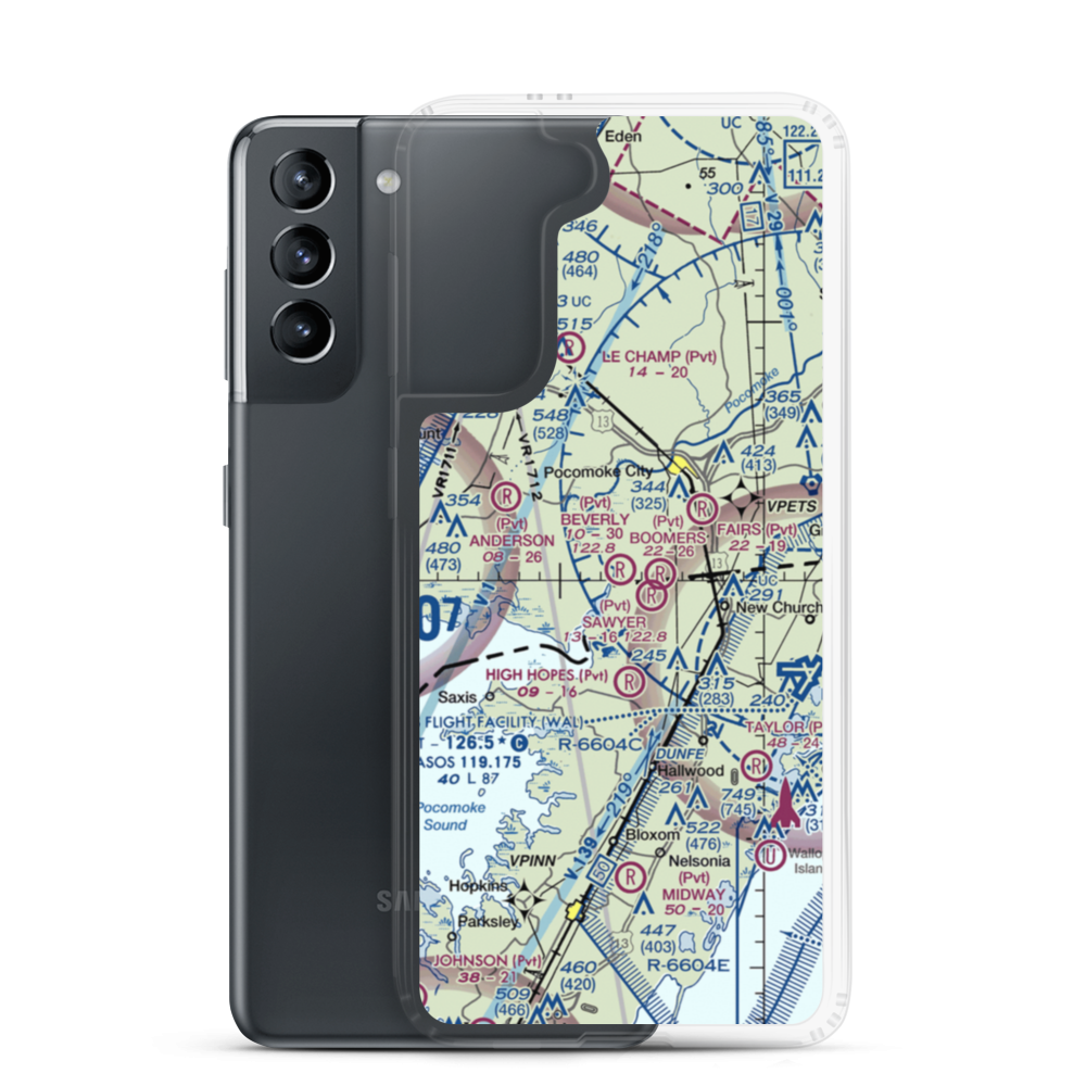 Beverly Airport (MD57) VFR Sectional Samsung Case Samsung Galaxy S21 model shown