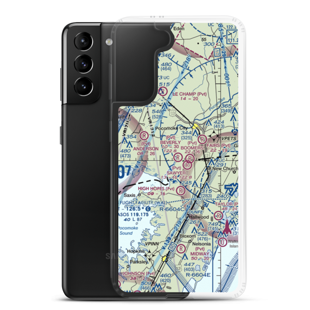 Beverly Airport (MD57) VFR Sectional Samsung Case Samsung Galaxy S21 Plus model shown