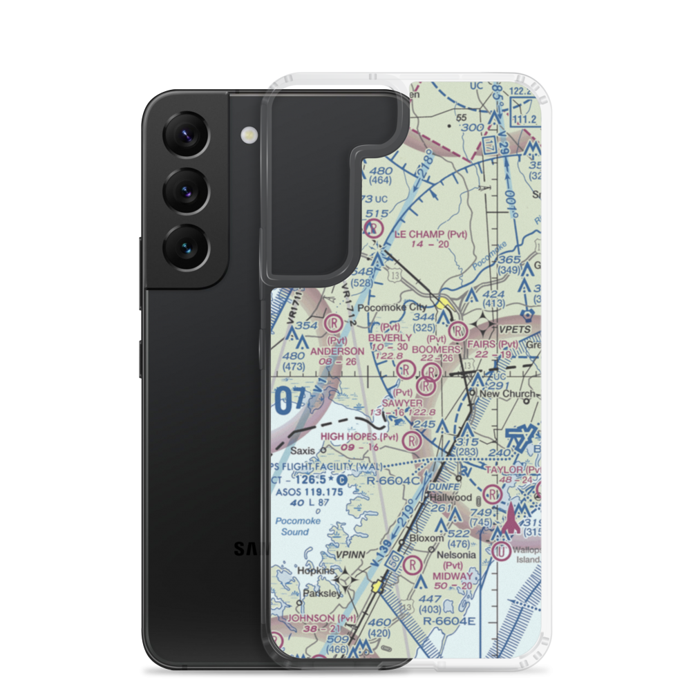 Beverly Airport (MD57) VFR Sectional Samsung Case Samsung Galaxy S22 model shown