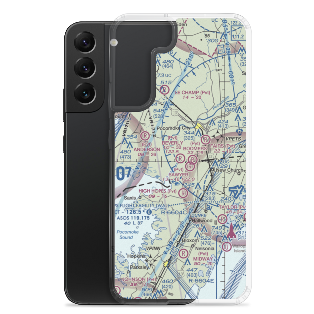 Beverly Airport (MD57) VFR Sectional Samsung Case Samsung Galaxy S22 Plus model shown