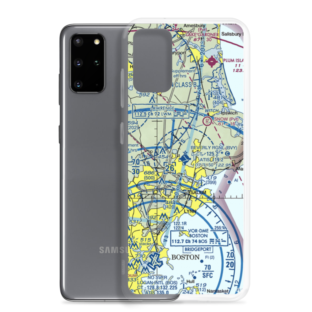 Beverly Municipal Airport (BVY) VFR Sectional Samsung Case Samsung Galaxy S20 Plus model shown