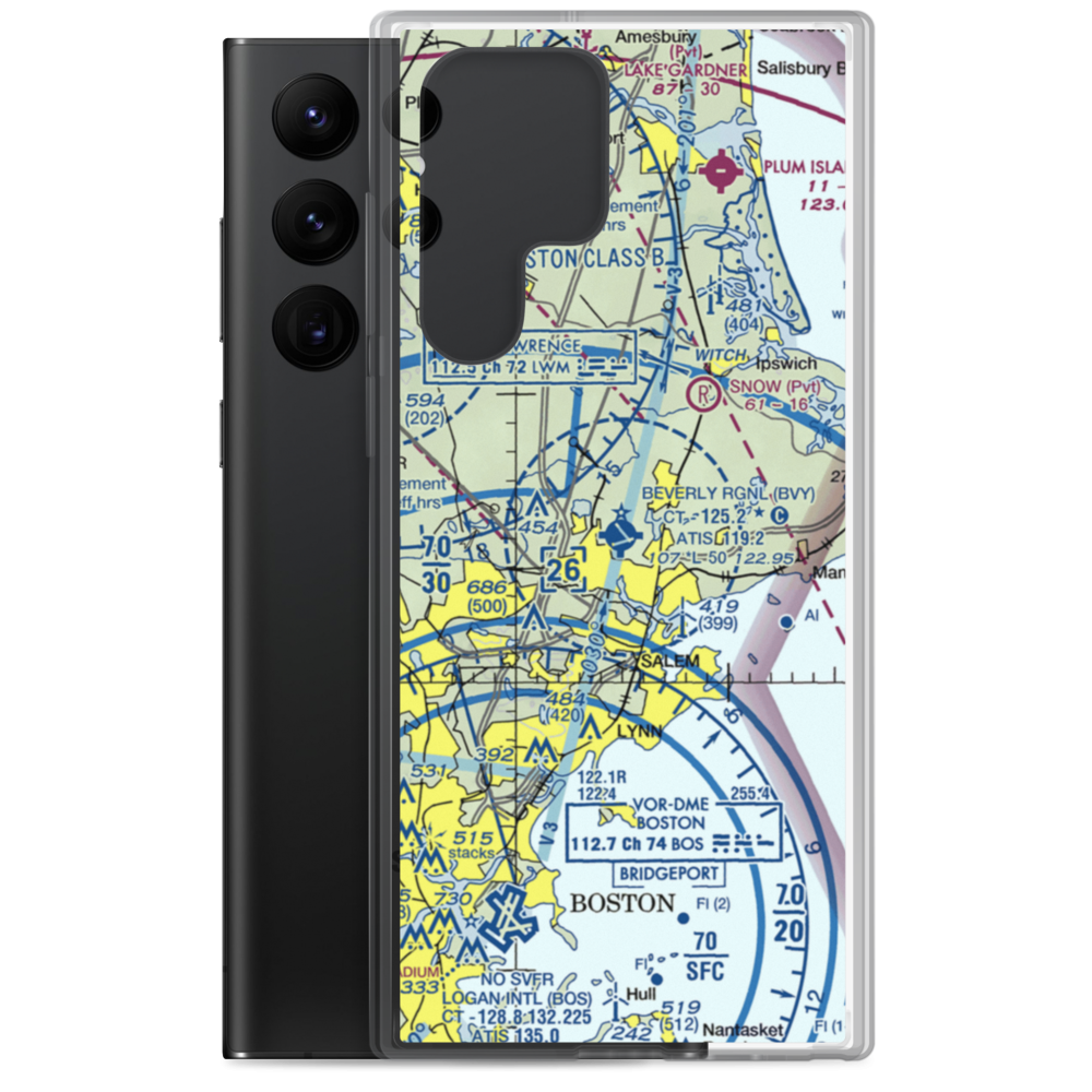 Beverly Municipal Airport (BVY) VFR Sectional Samsung Case Samsung Galaxy S22 Ultra model shown