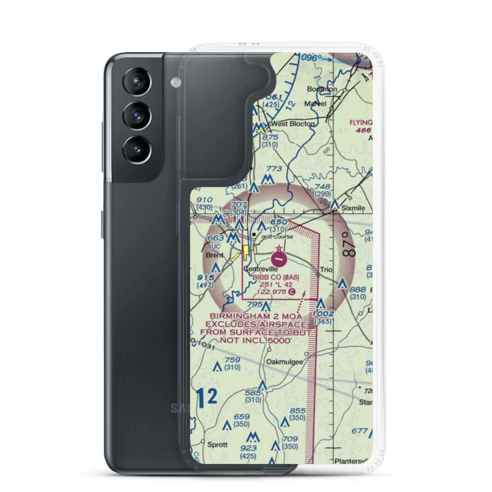 Bibb County Airport (0A8) VFR Sectional Samsung Case Samsung Galaxy S21 model shown
