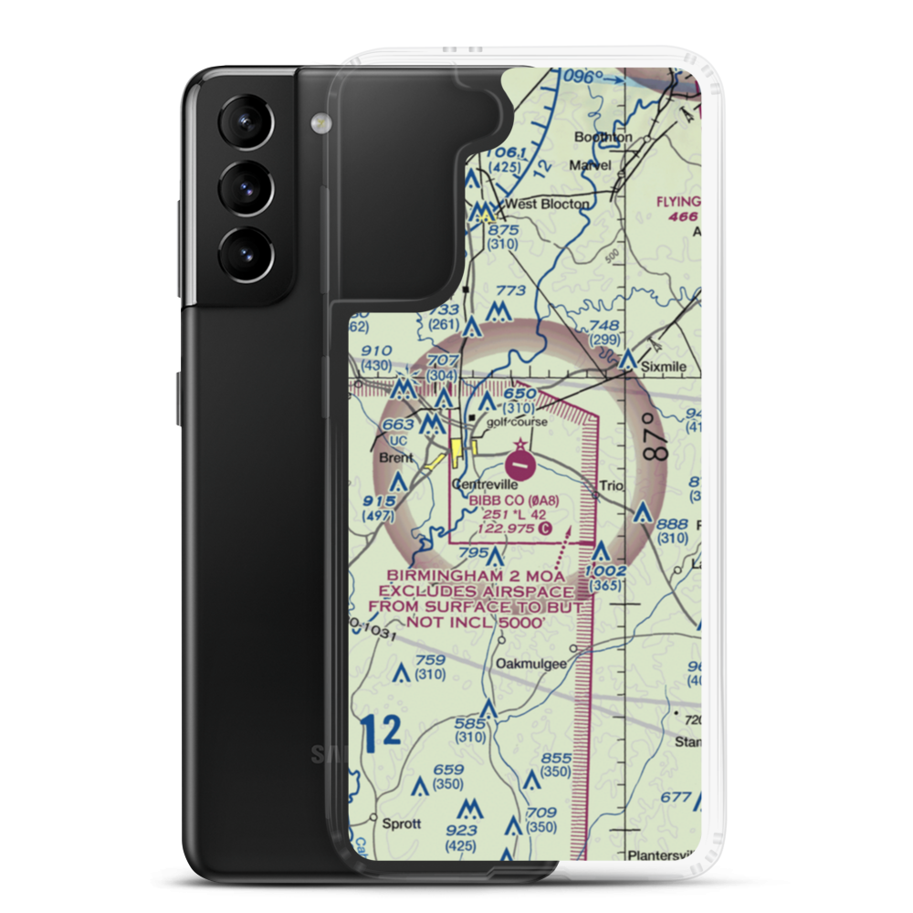 Bibb County Airport (0A8) VFR Sectional Samsung Case Samsung Galaxy S21 Plus model shown