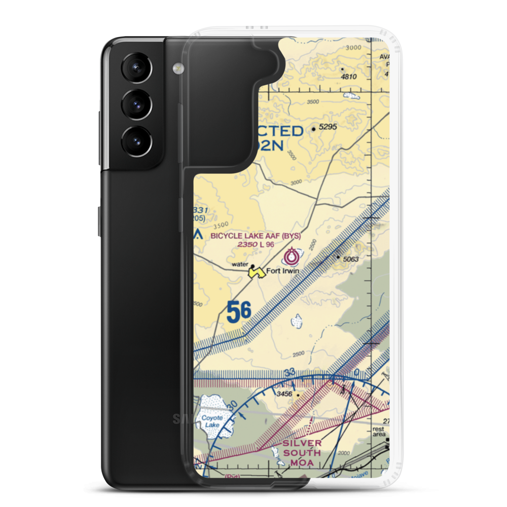 Bicycle Lake Army Air Field (BYS) VFR Sectional Samsung Case Samsung Galaxy S21 Plus model shown