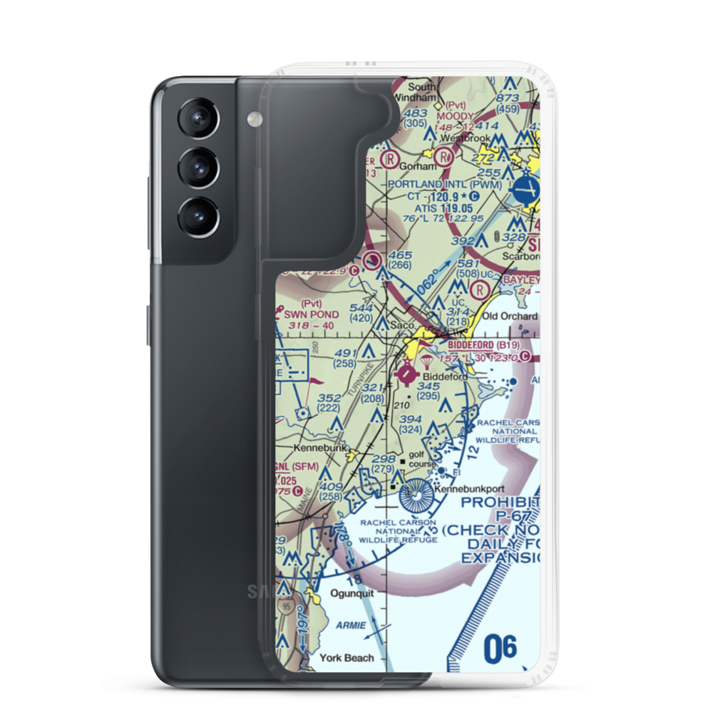 Biddeford Municipal Airport (B19) VFR Sectional Samsung Case Samsung Galaxy S21 model shown