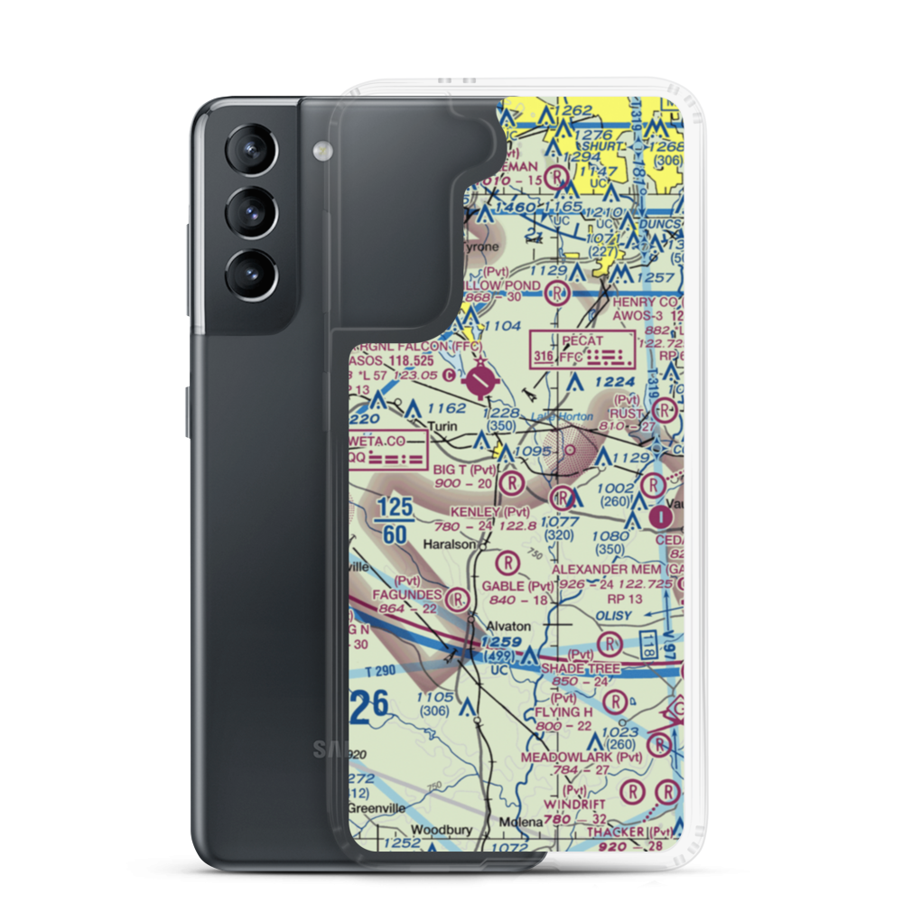 Big 'T' Airport (64GA) VFR Sectional Samsung Case Samsung Galaxy S21 model shown