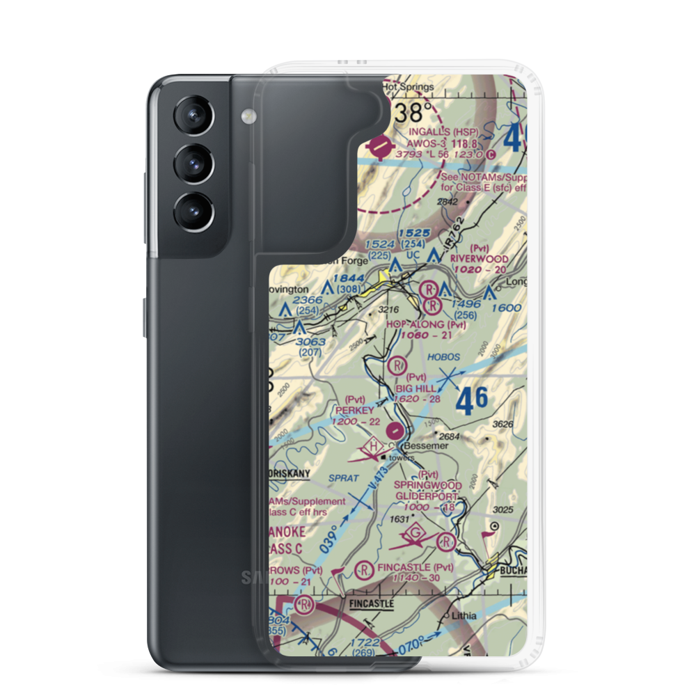 Big Hill Airport (44VA) VFR Sectional Samsung Case Samsung Galaxy S21 model shown