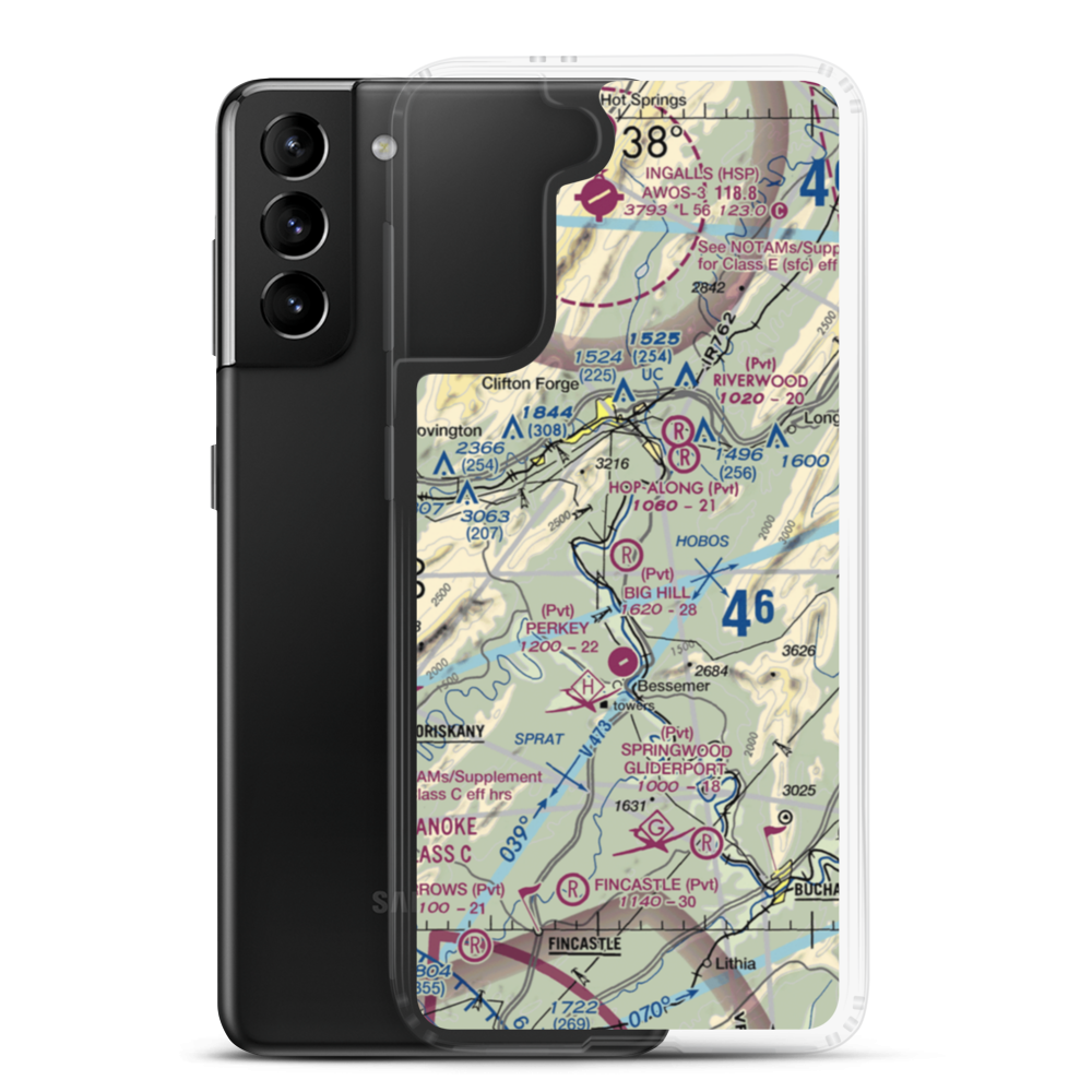 Big Hill Airport (44VA) VFR Sectional Samsung Case Samsung Galaxy S21 Plus model shown