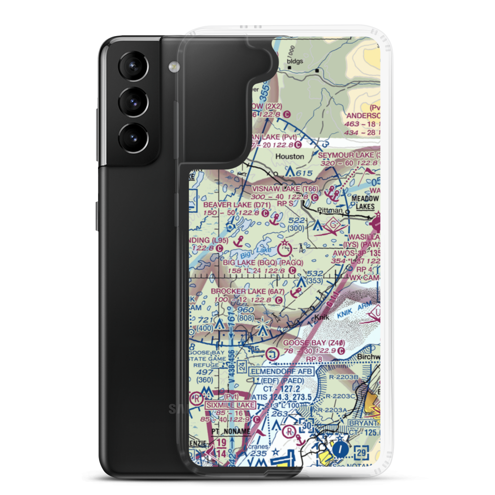 Big Lake Airport (BGQ) VFR Sectional Samsung Case Samsung Galaxy S21 Plus model shown