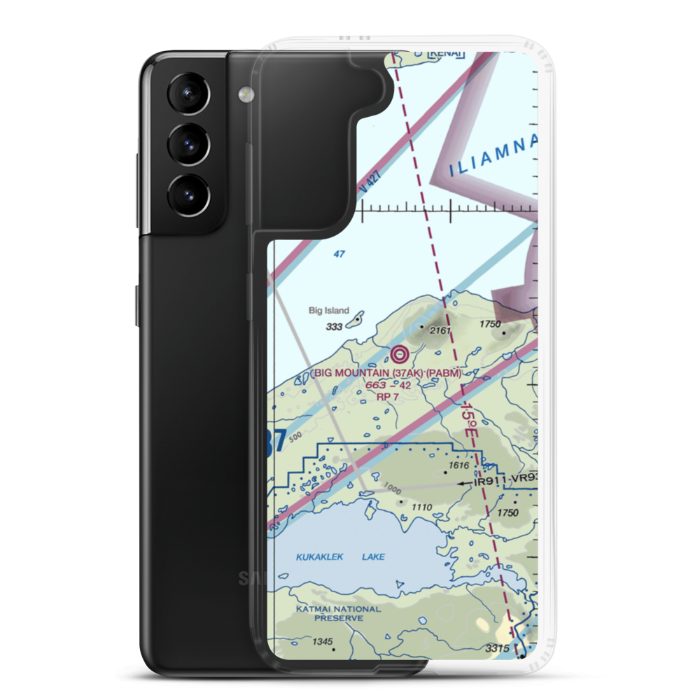 Big Mountain Airport (37AK) VFR Sectional Samsung Case Samsung Galaxy S21 Plus model shown
