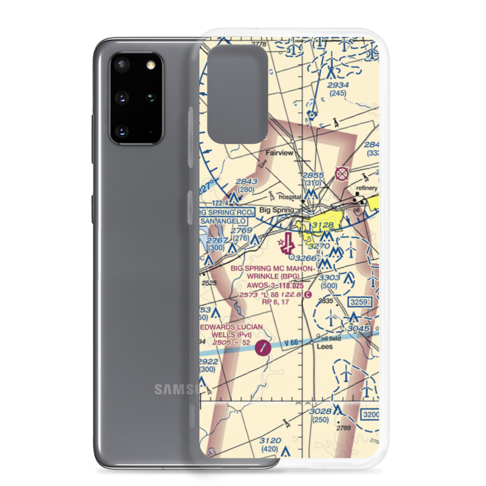 Big Spring Mc Mahon-Wrinkle Airport (BPG) VFR Sectional Samsung Case Samsung Galaxy S20 Plus model shown
