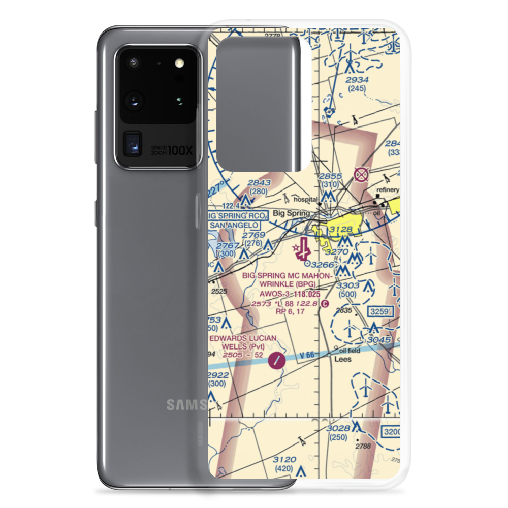 Big Spring Mc Mahon-Wrinkle Airport (BPG) VFR Sectional Samsung Case Samsung Galaxy S20 Ultra model shown